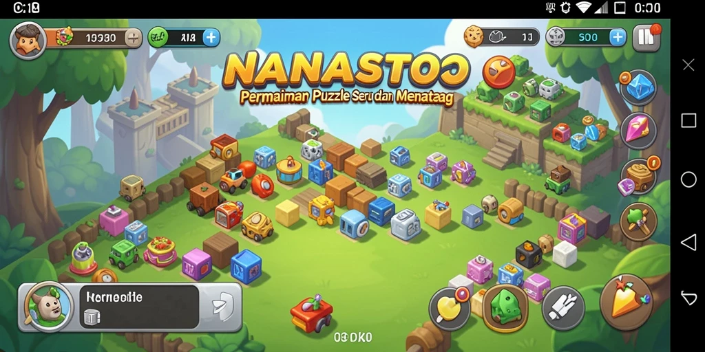 Screenshot utama NANASTOTO menampilkan gameplay Puzzle yang penuh warna dan menantang.