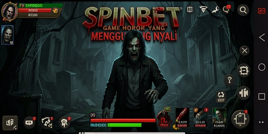 Screenshot gameplay menakutkan dari SPINBET dengan suasana horor.